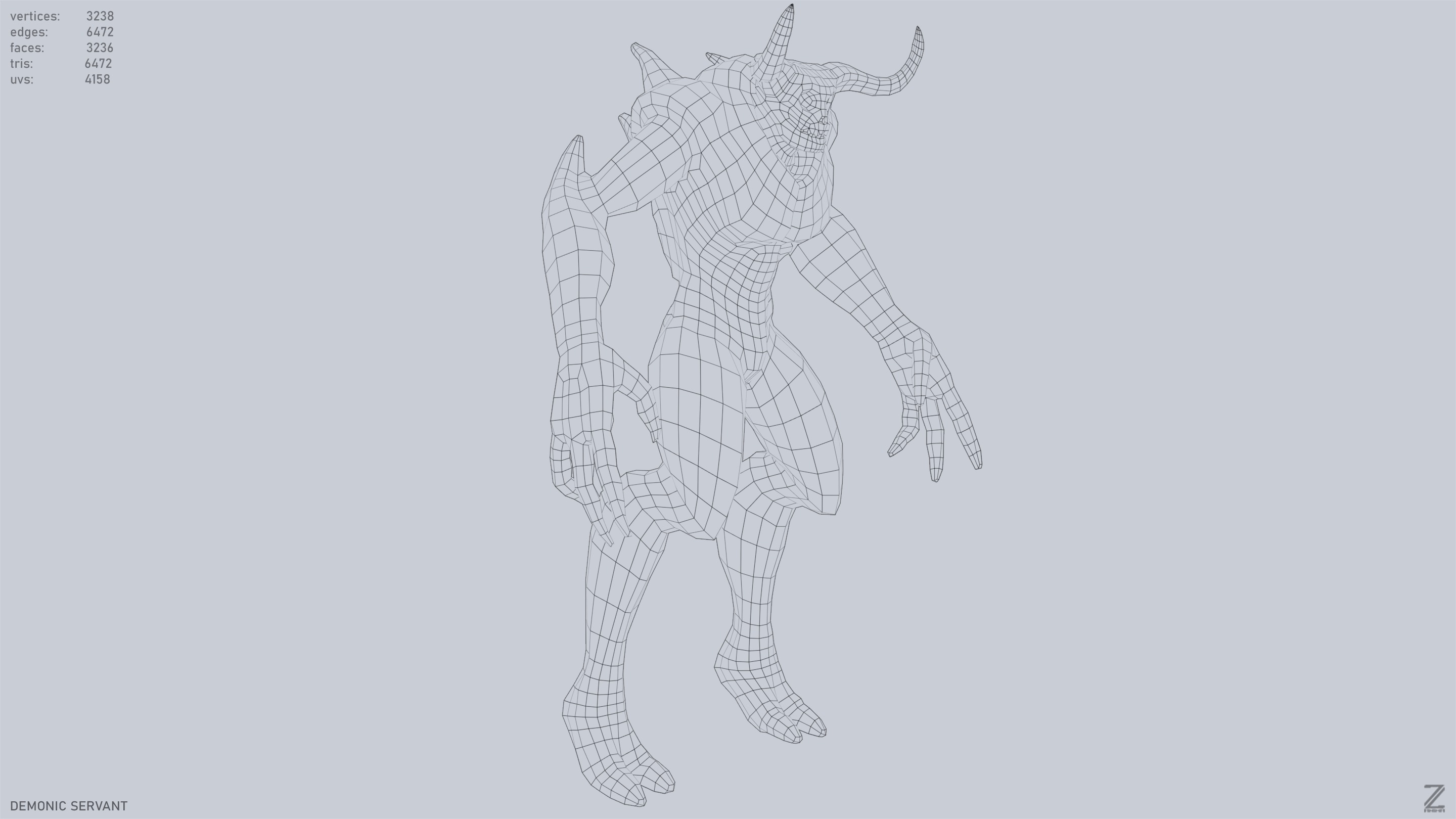 Demonic servant Low-poly 3D model_15