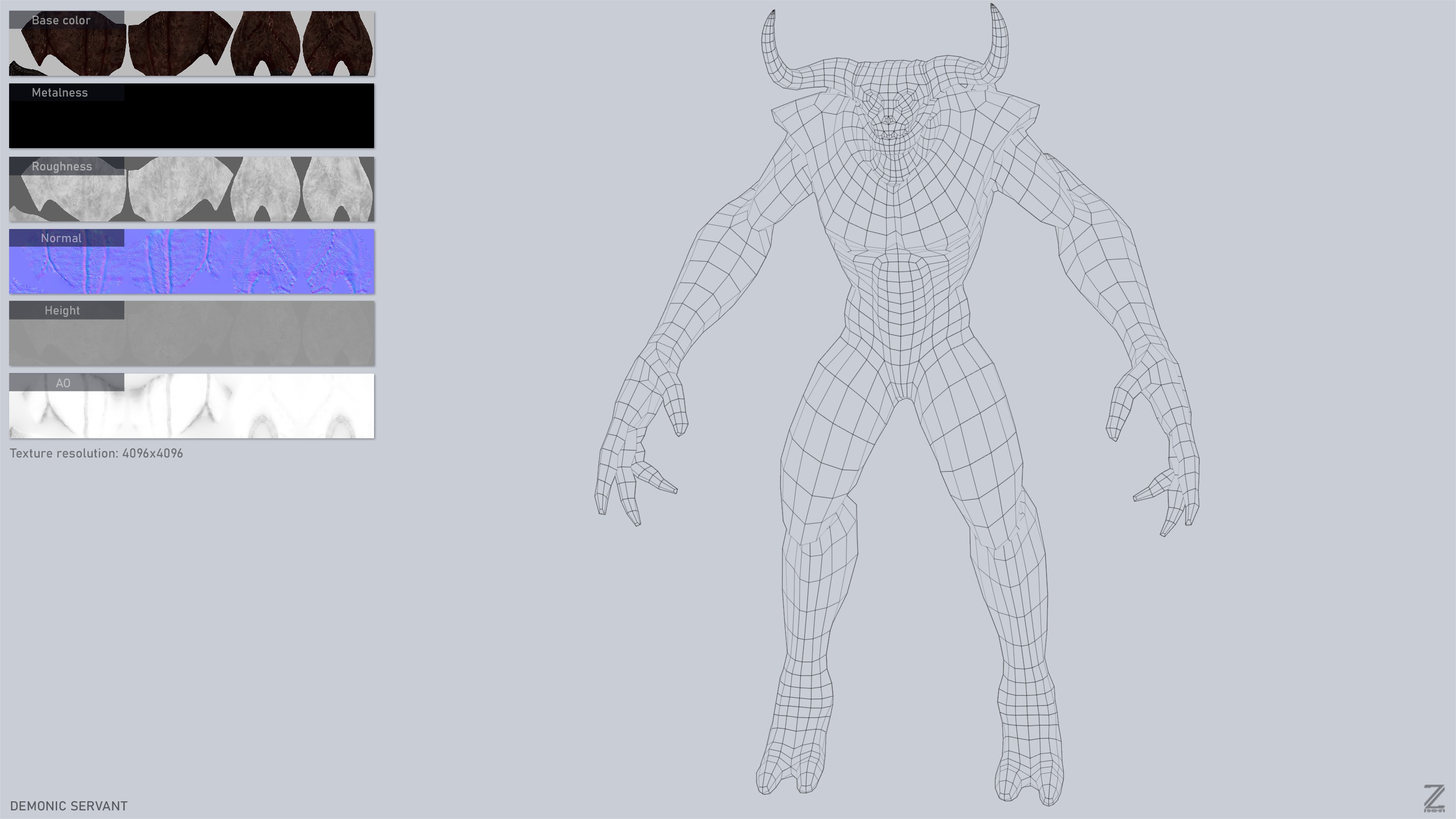 Demonic servant Low-poly 3D model_3