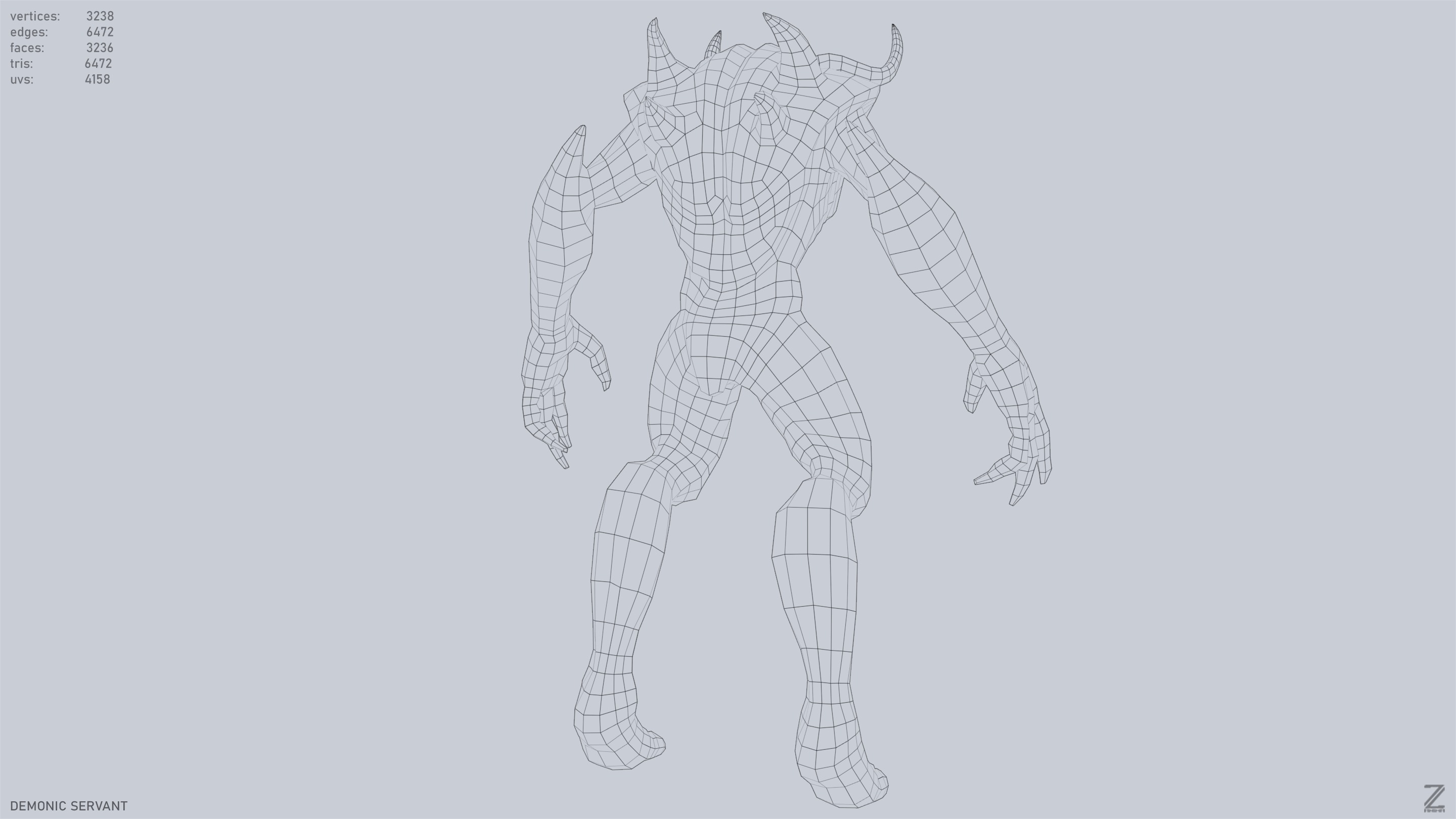 Demonic servant Low-poly 3D model_14