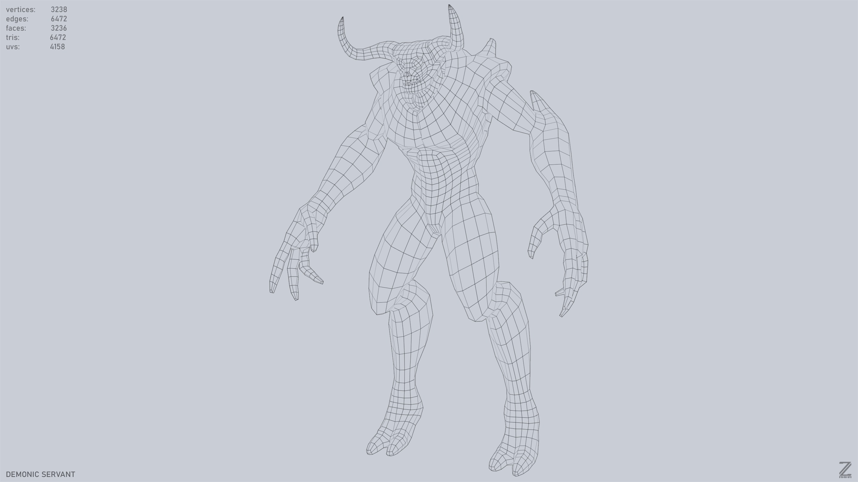 Demonic servant Low-poly 3D model_11