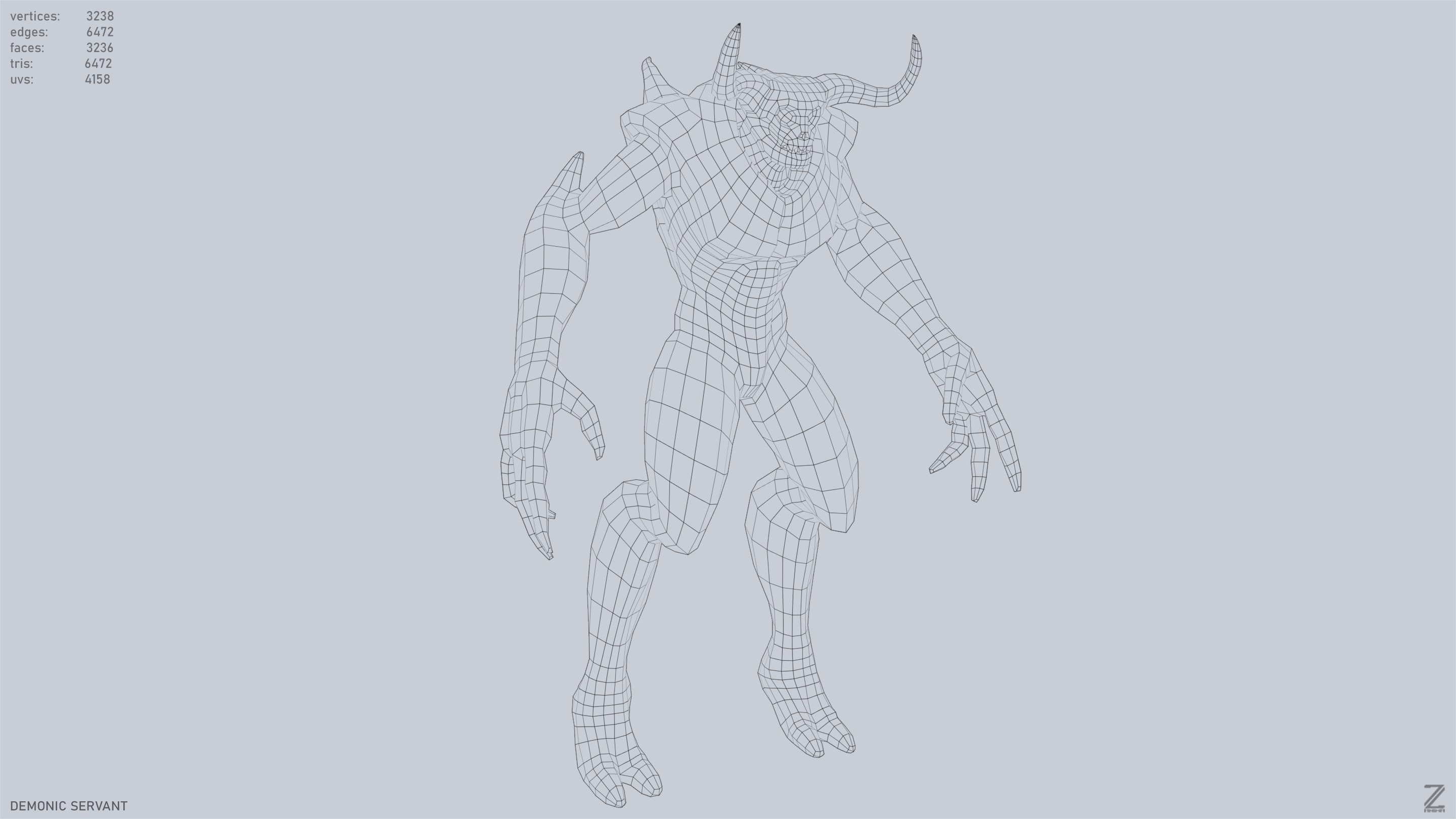 Demonic servant Low-poly 3D model_10