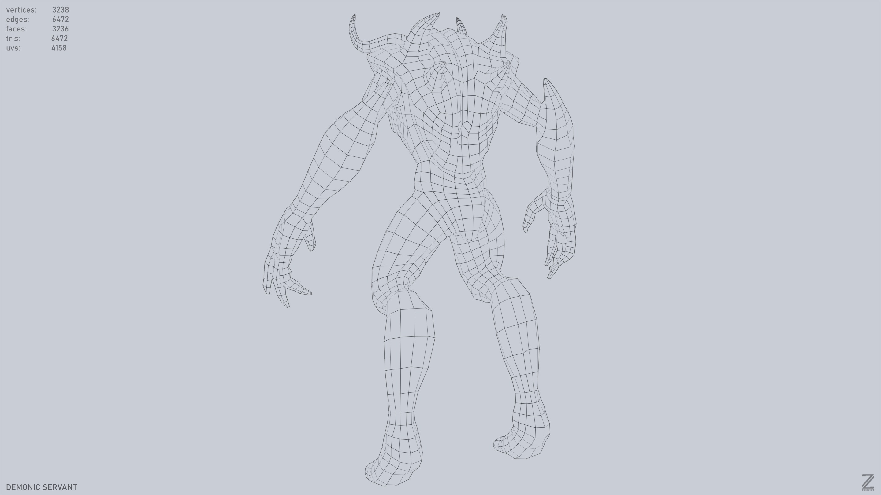 Demonic servant Low-poly 3D model_13