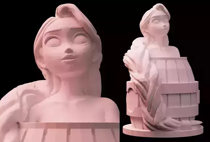 Tangled Rapunzel in Bath Statue 3D print model