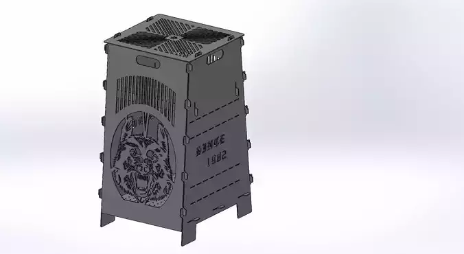 Wolf Fire pit step 3d and Dxf for Cnc laser  Animal  3D print model