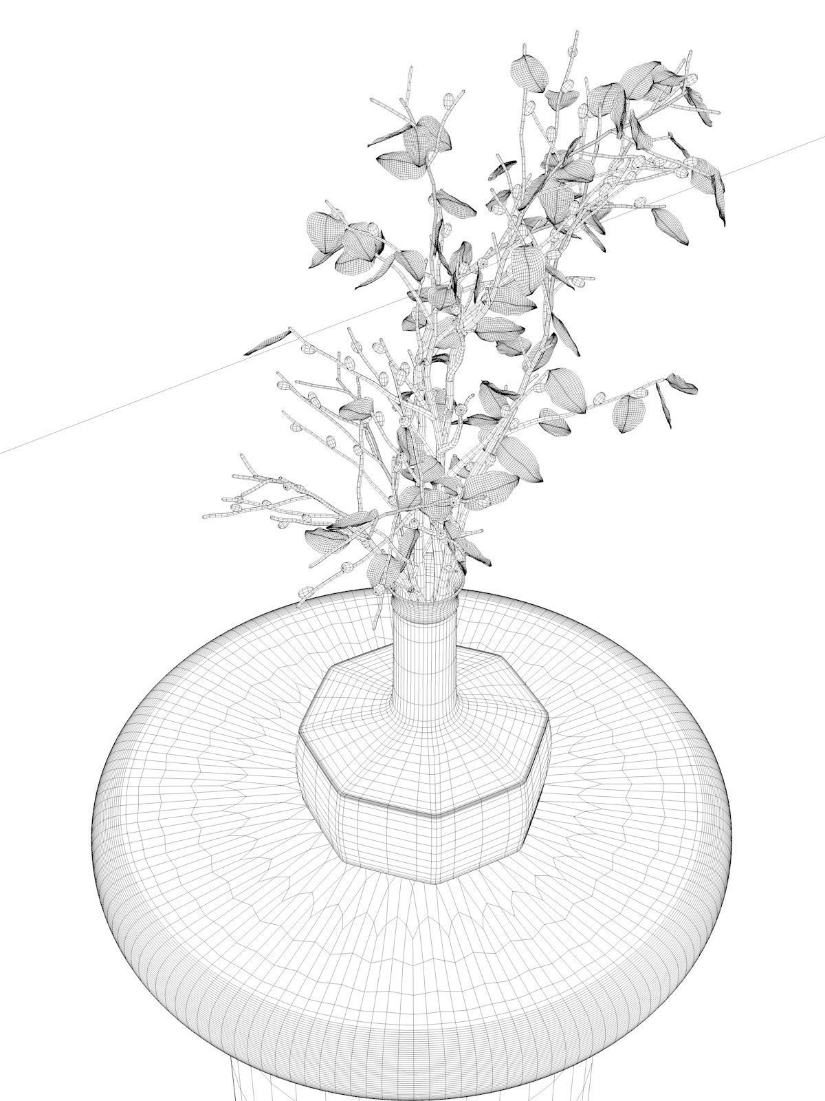 Vase with Rose Hip 2 3D model_4