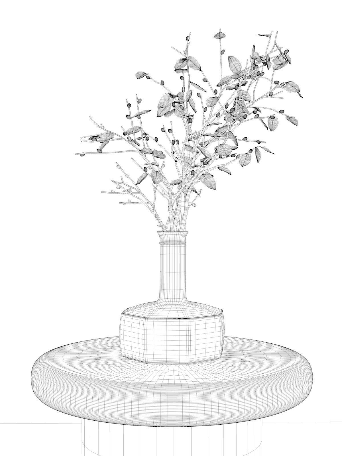 Vase with Rose Hip 2 3D model_3