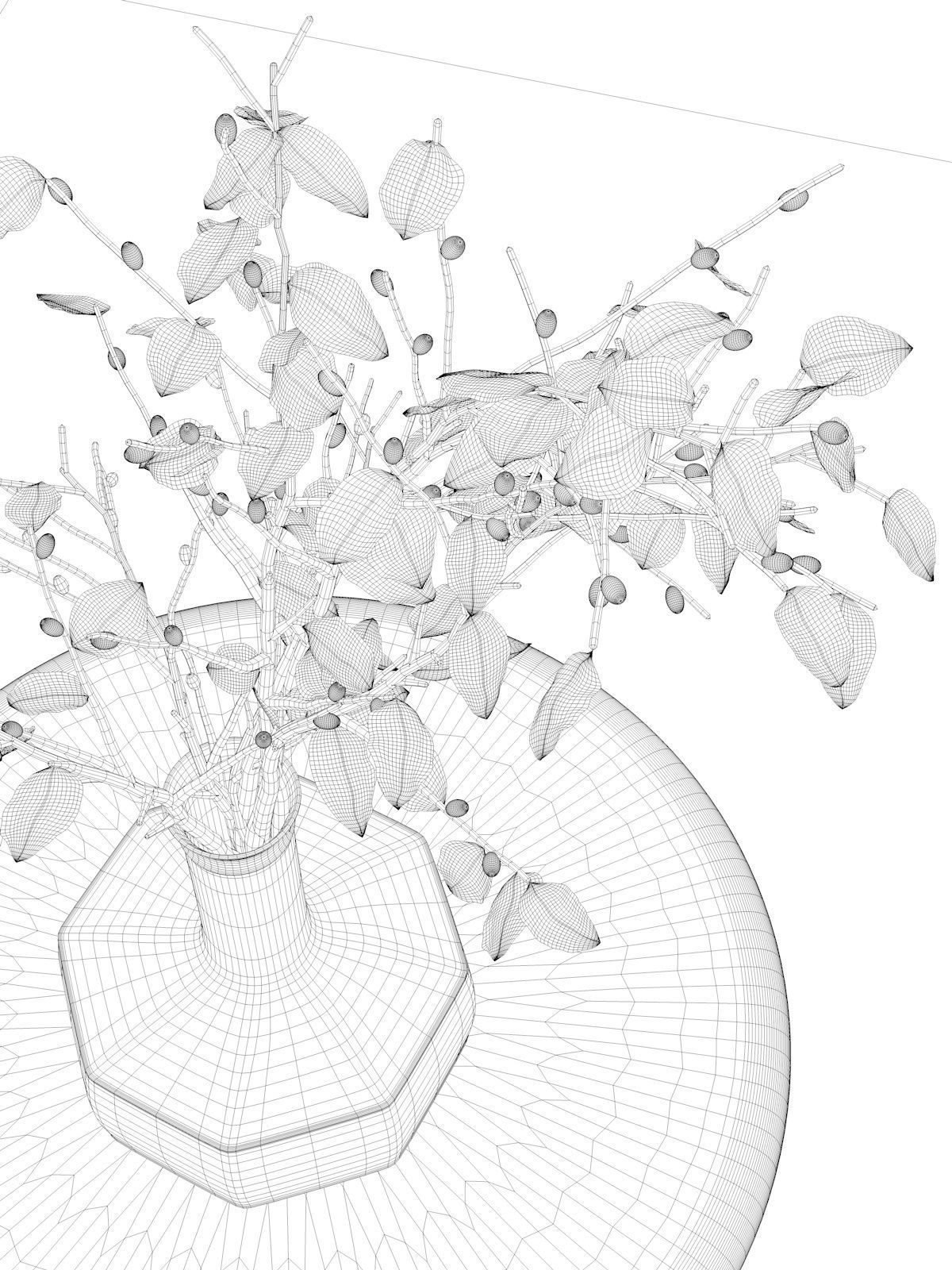 Vase with Rose Hip 2 3D model_5