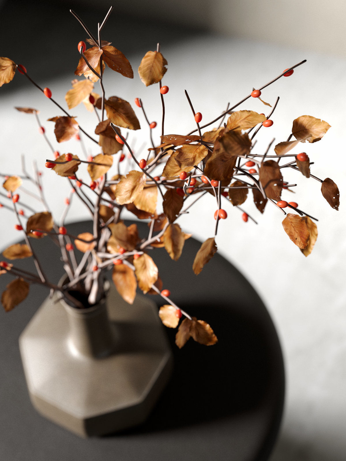 Vase with Rose Hip 2 3D model_2