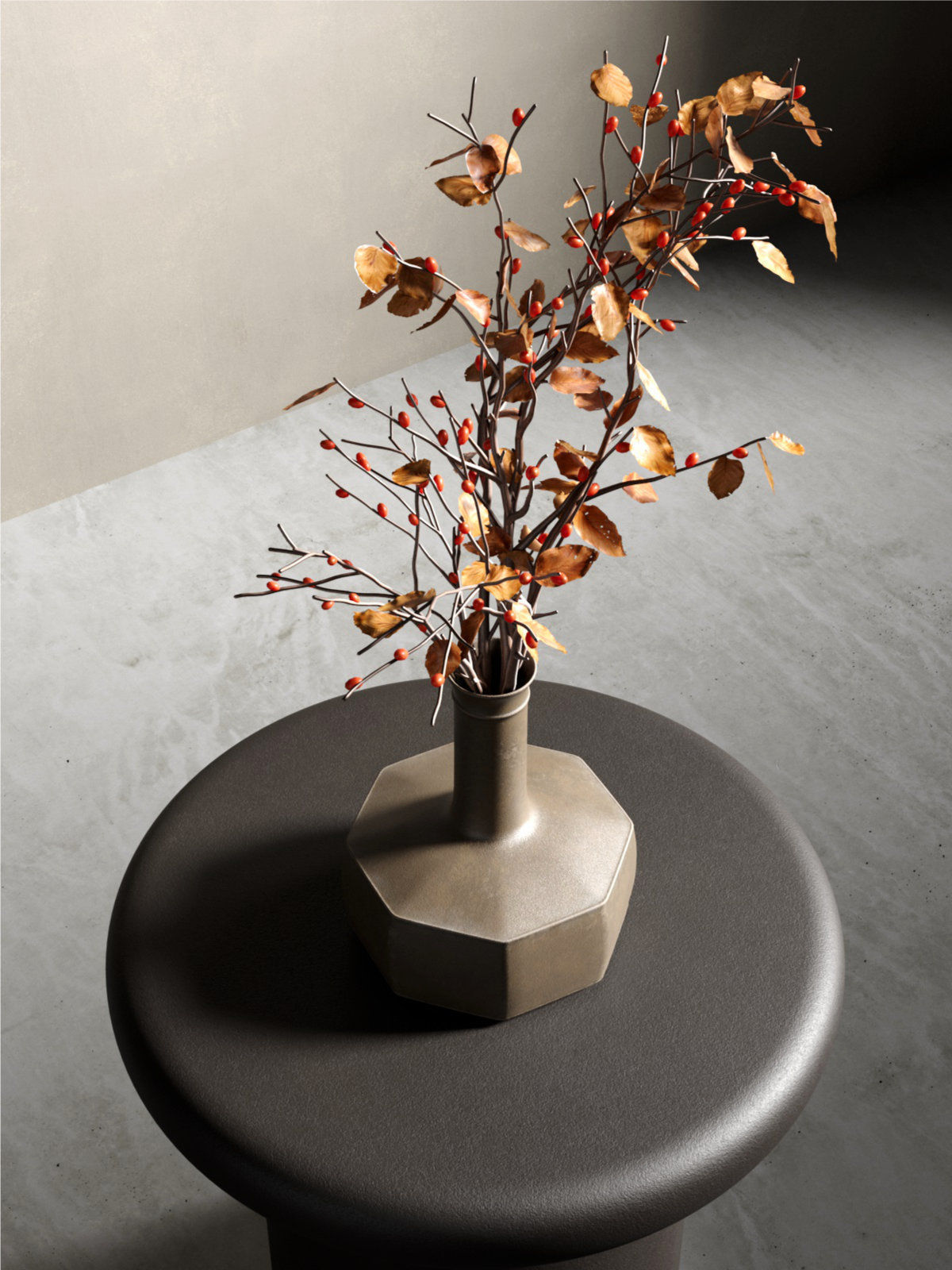 Vase with Rose Hip 2 3D model_1