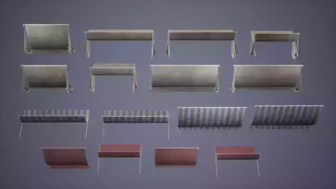 Awning Set Low Poly Game Ready three striped chairs Low-poly 3D model