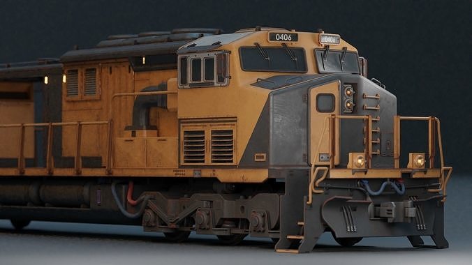 Locomotive train engine Low-poly 3D model