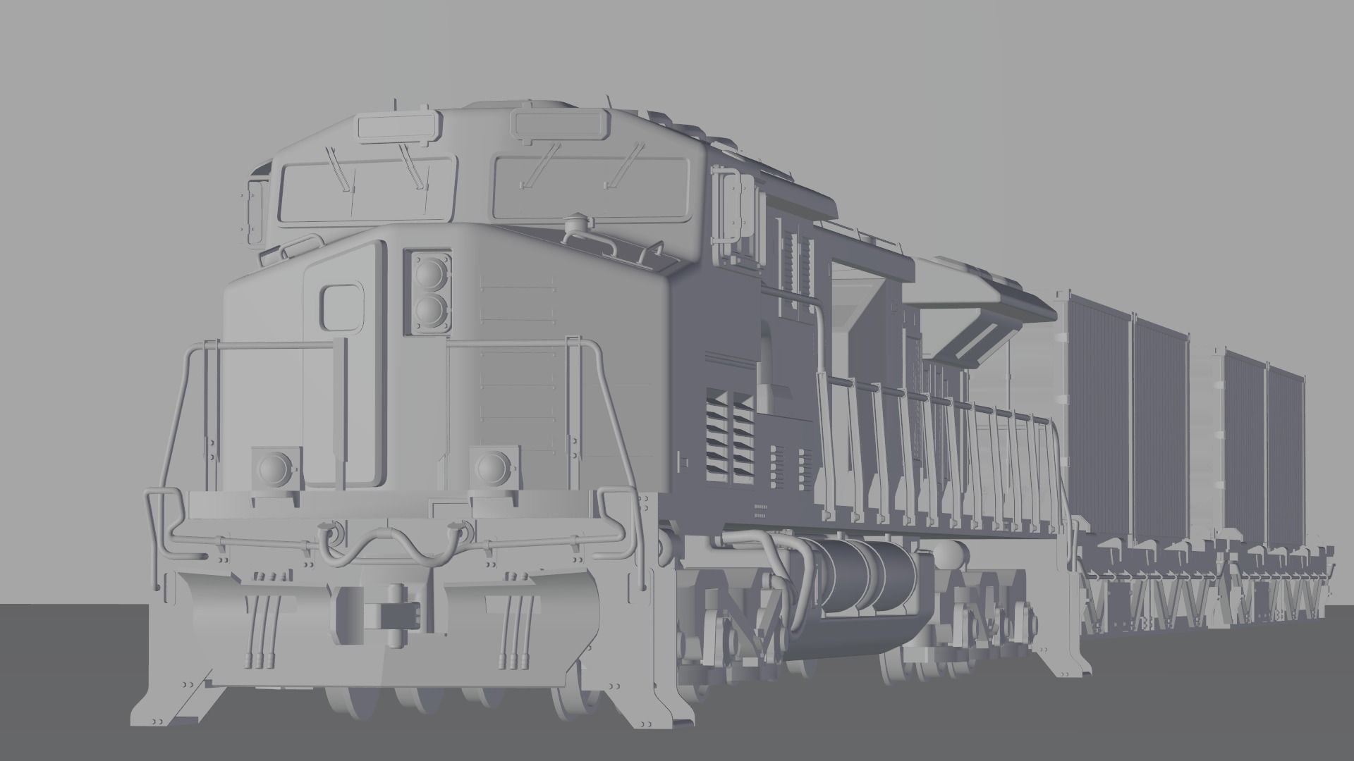 Locomotive train engine Low-poly 3D model_10