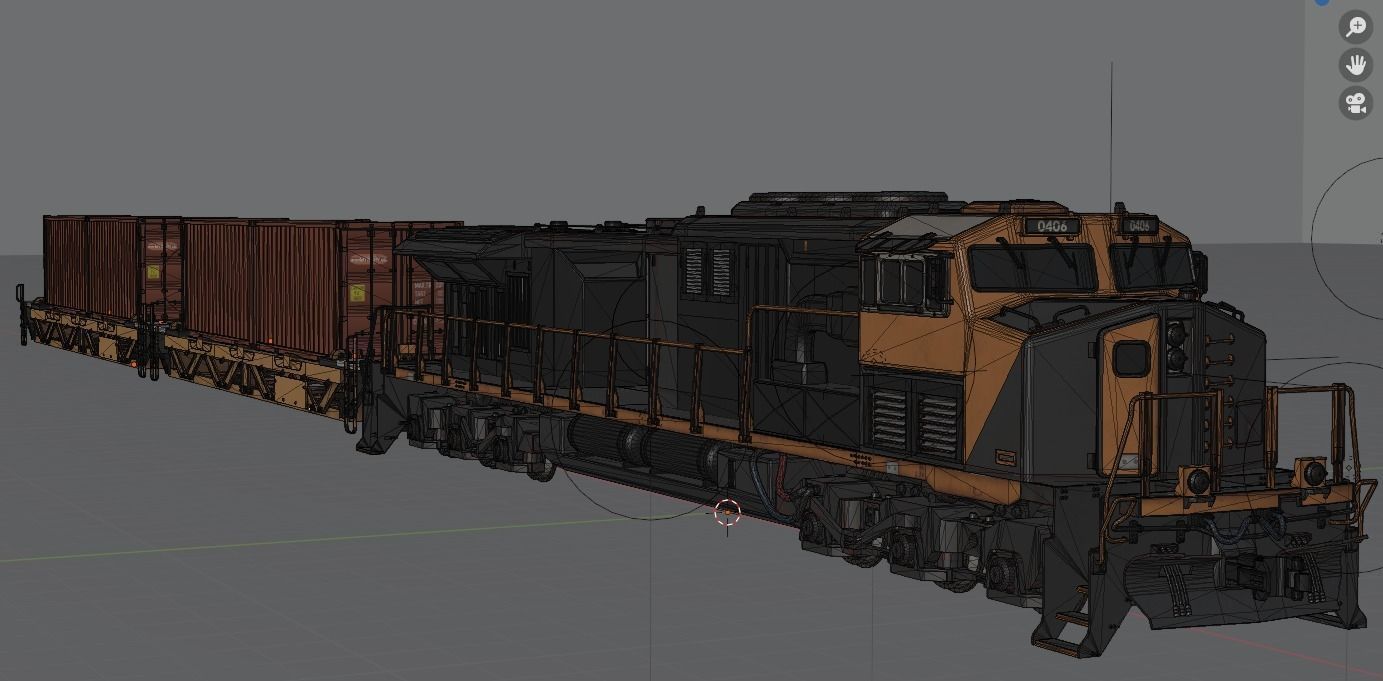 Locomotive train engine Low-poly 3D model_8