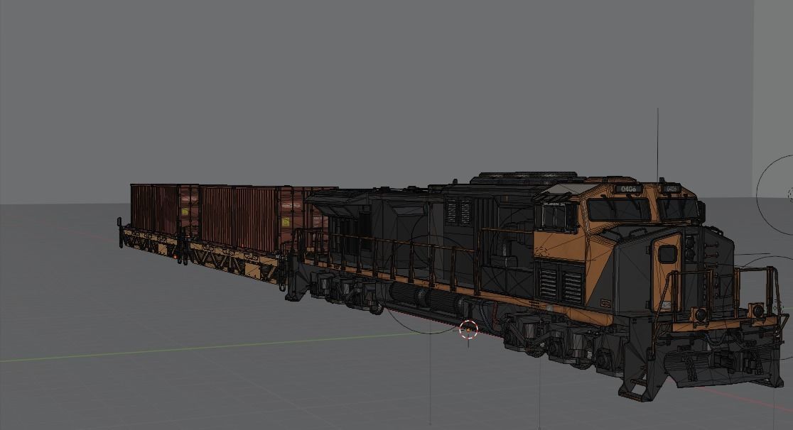 Locomotive train engine Low-poly 3D model_9
