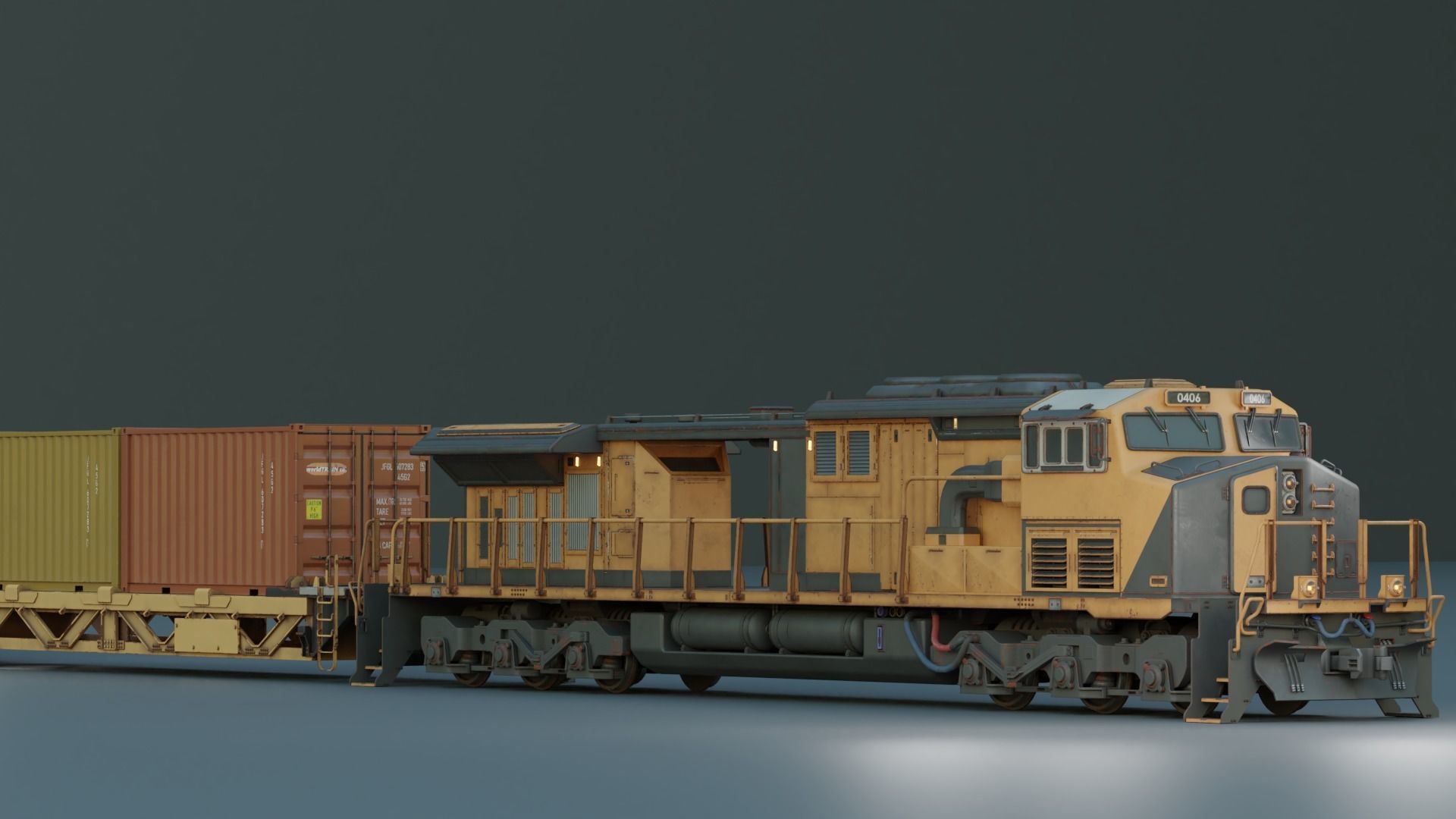 Locomotive train engine Low-poly 3D model_2