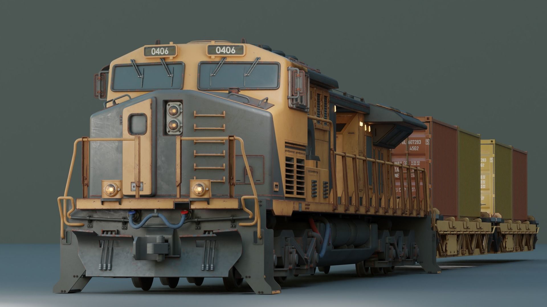 Locomotive train engine Low-poly 3D model_1