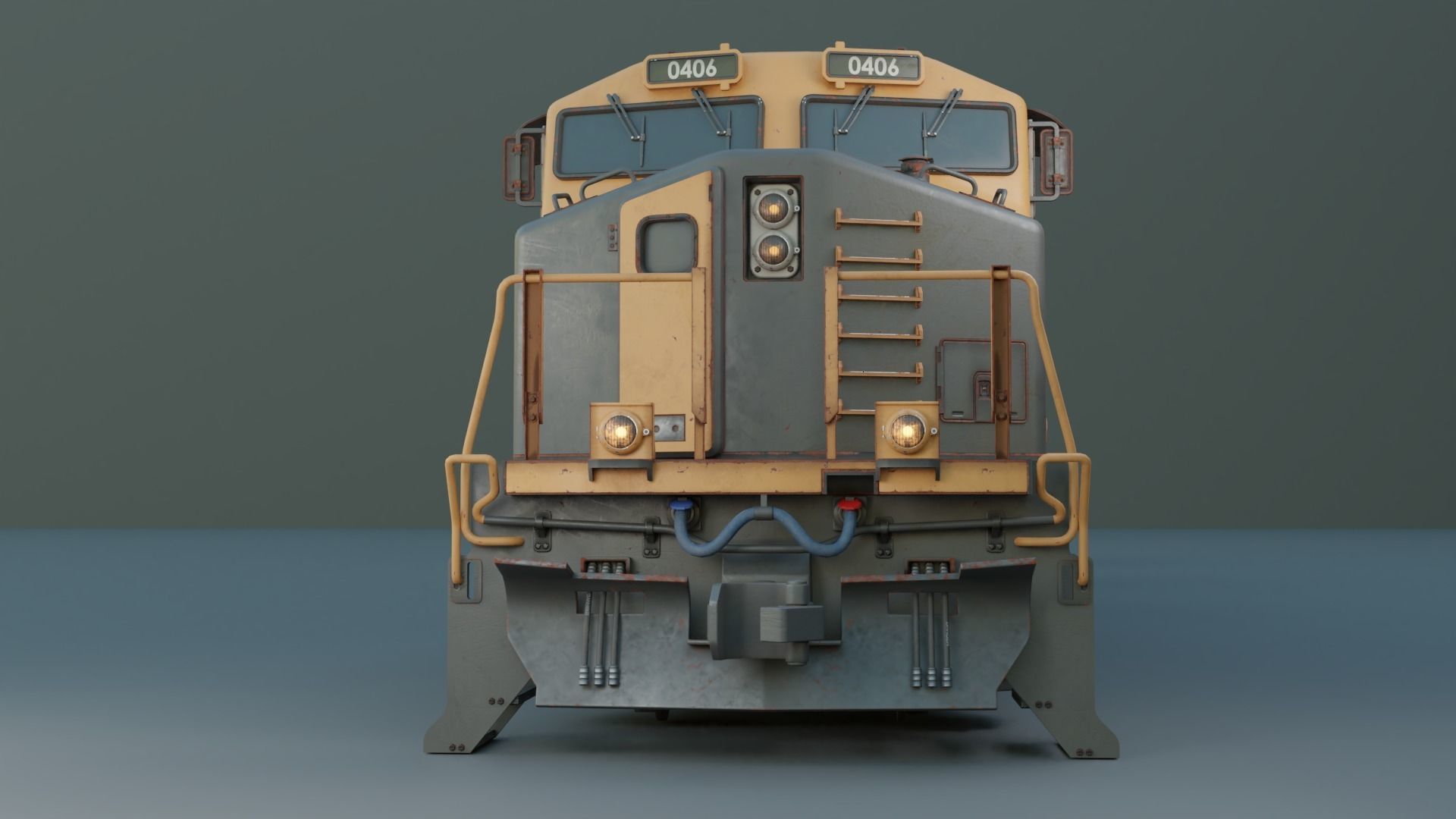 Locomotive train engine Low-poly 3D model_3