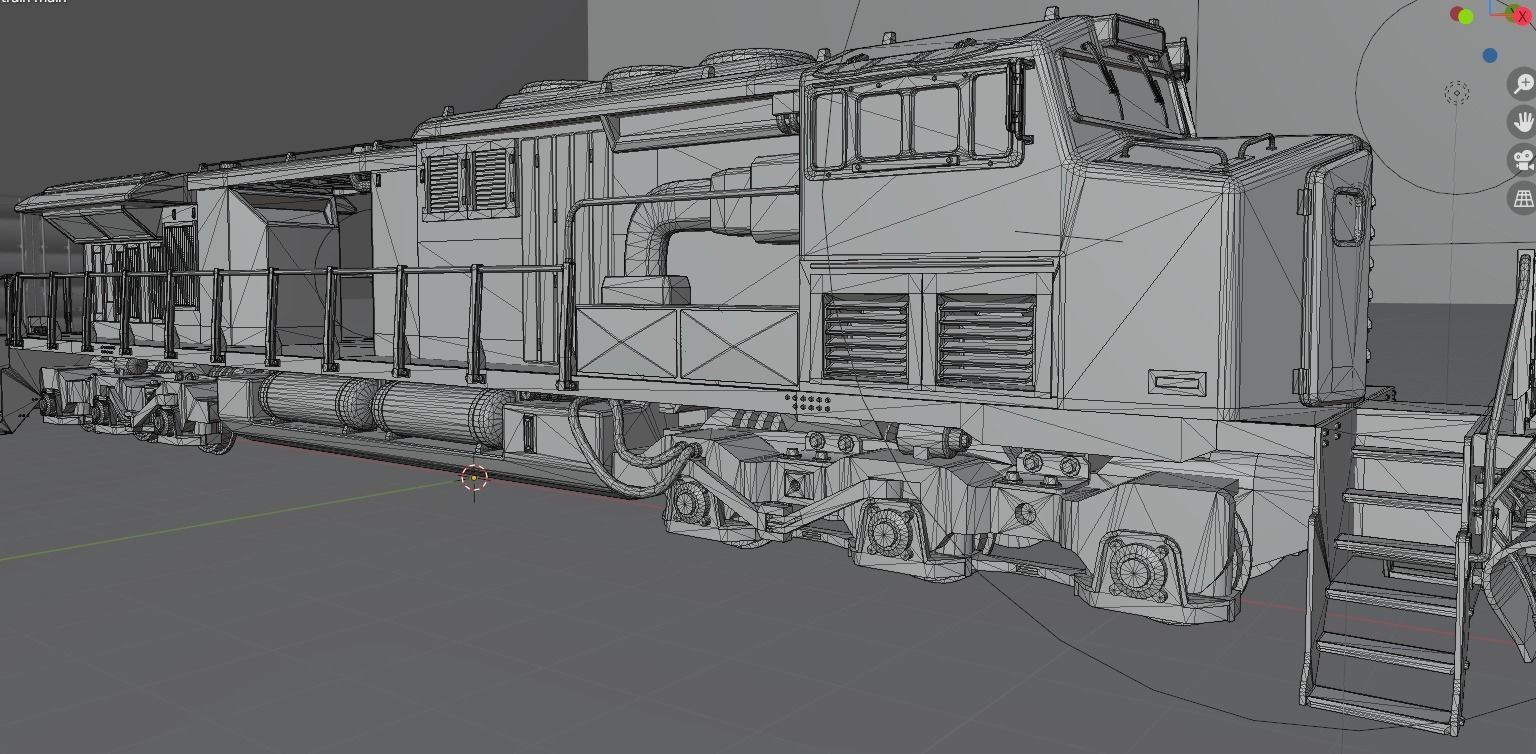 Locomotive train engine Low-poly 3D model_6