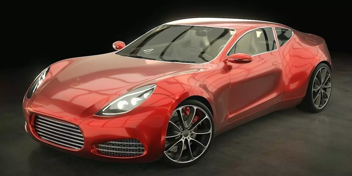 Generic concept sports car with rig and full interior 3D model