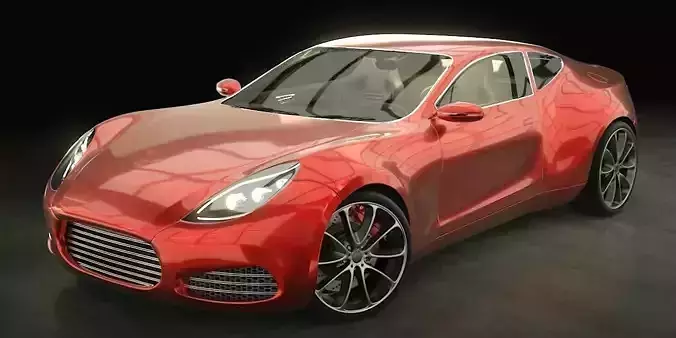 Generic concept sports car with rig and full interior 3D model
