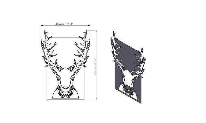 Deer  metal Art Dxf and step file 3D print model
