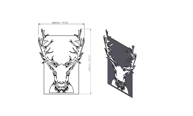 Deer  metal Art Dxf and step file 3D print model