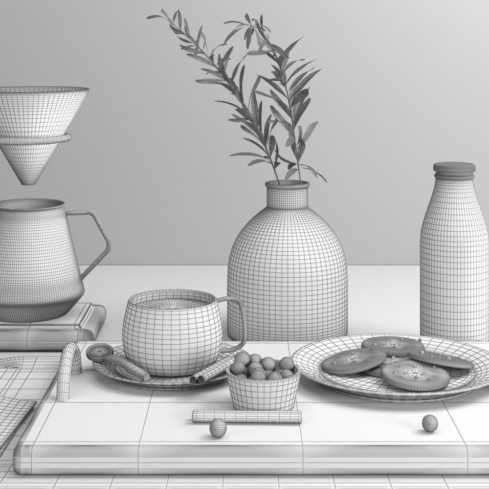 coffee set 2 3D model_4