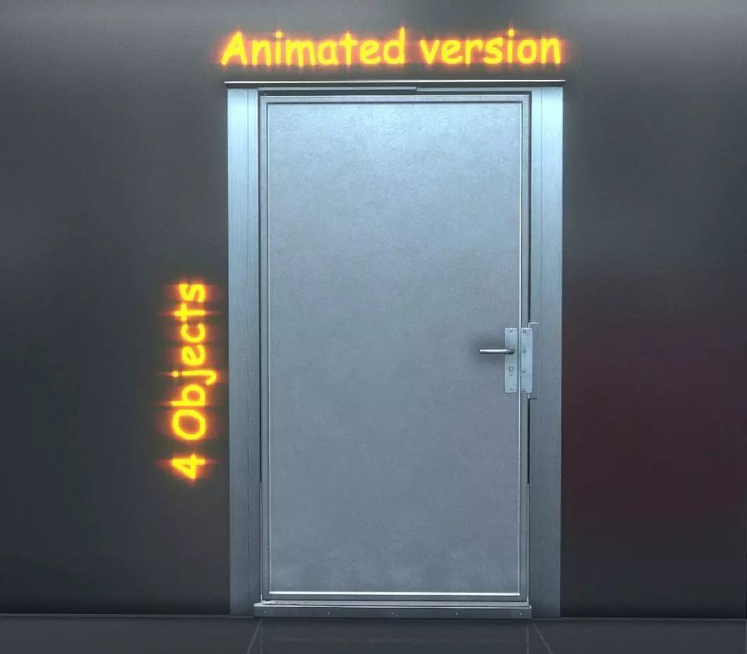 Animated Metal Door Version 2 Low-poly 3D model