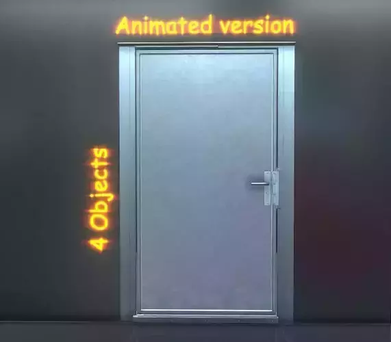 Animated Metal Door Version 2 Low-poly 3D model