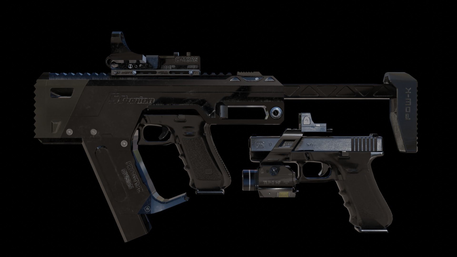 The Ultimate Glock 19 Pack and Automatic Edited Glock 19 Smg  Low-poly 3D model_3
