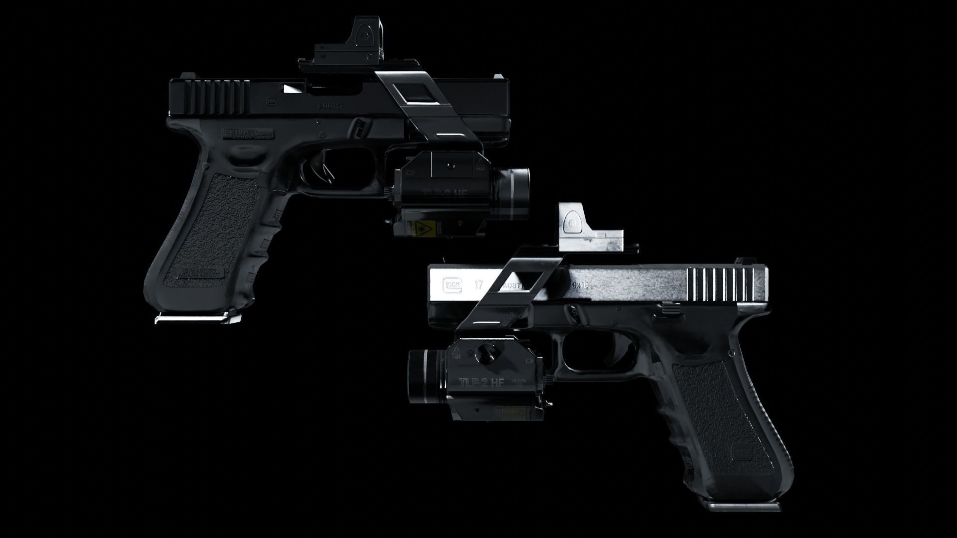 The Ultimate Glock 19 Pack and Automatic Edited Glock 19 Smg  Low-poly 3D model_11