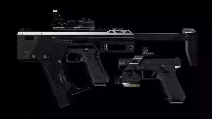 The Ultimate Glock 19 Pack and Automatic Edited Glock 19 Smg  Low-poly 3D model