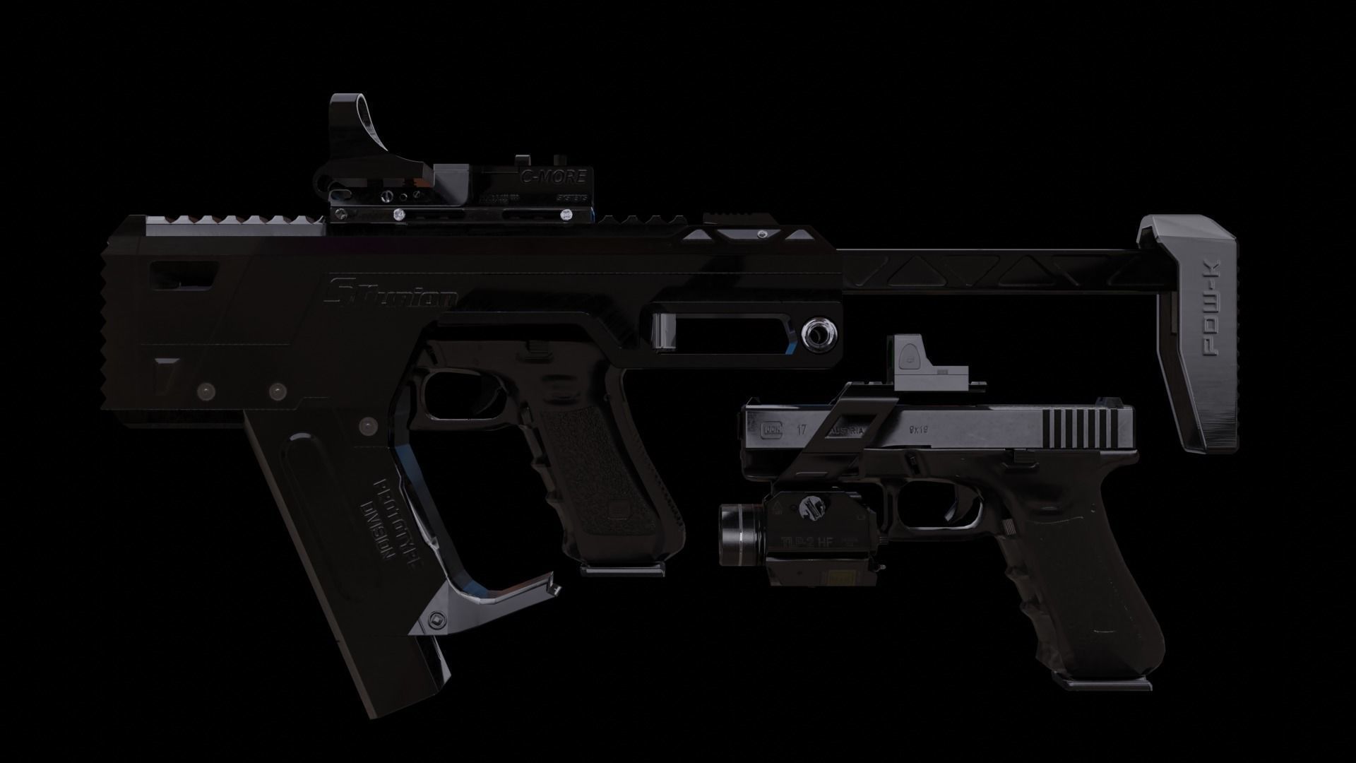 The Ultimate Glock 19 Pack and Automatic Edited Glock 19 Smg  Low-poly 3D model_4