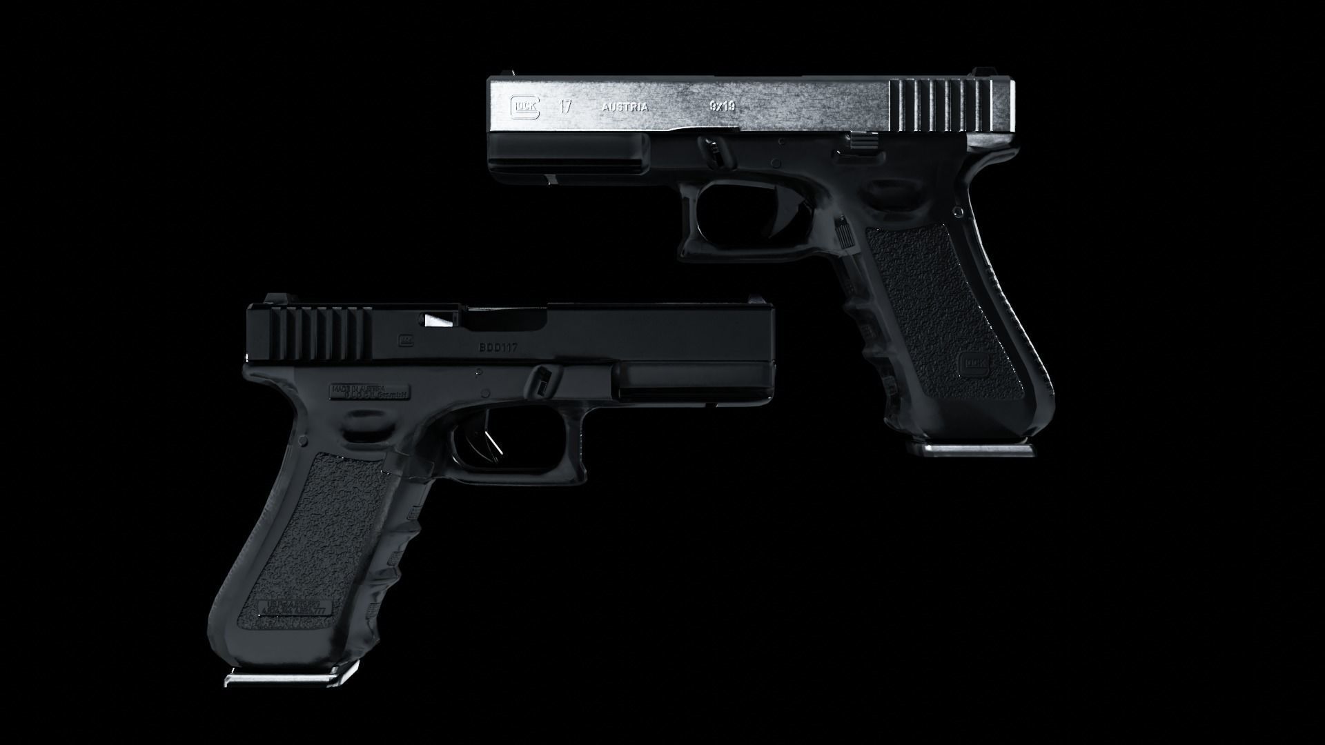 The Ultimate Glock 19 Pack and Automatic Edited Glock 19 Smg  Low-poly 3D model_10