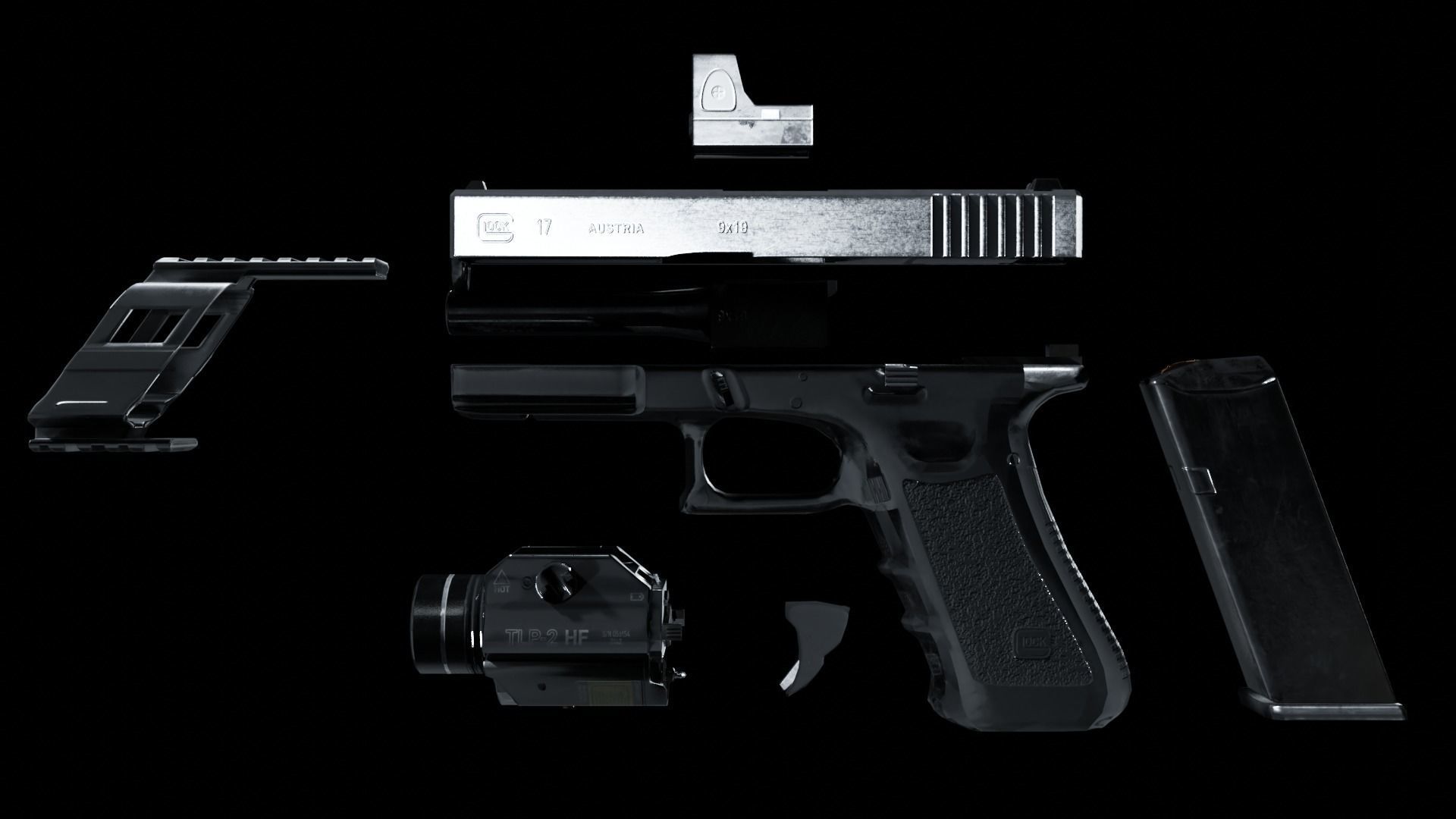 The Ultimate Glock 19 Pack and Automatic Edited Glock 19 Smg  Low-poly 3D model_12