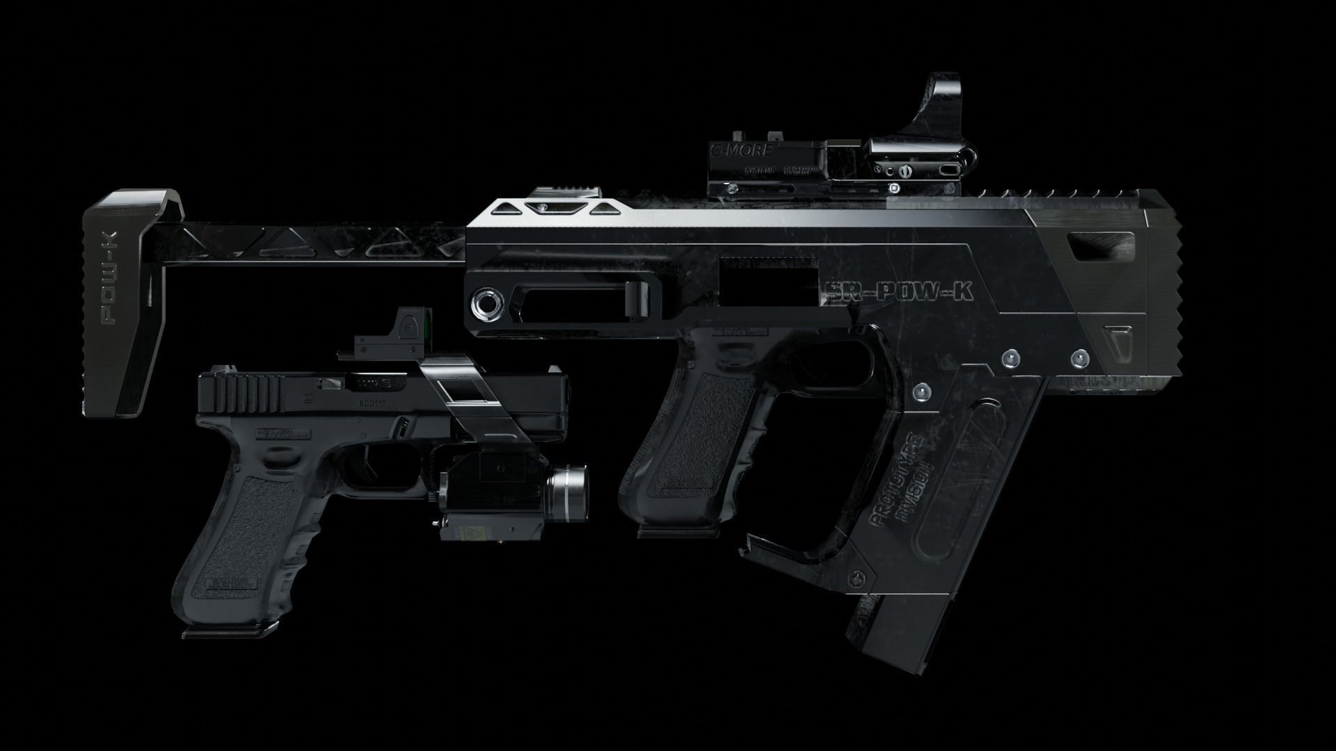 The Ultimate Glock 19 Pack and Automatic Edited Glock 19 Smg  Low-poly 3D model_5
