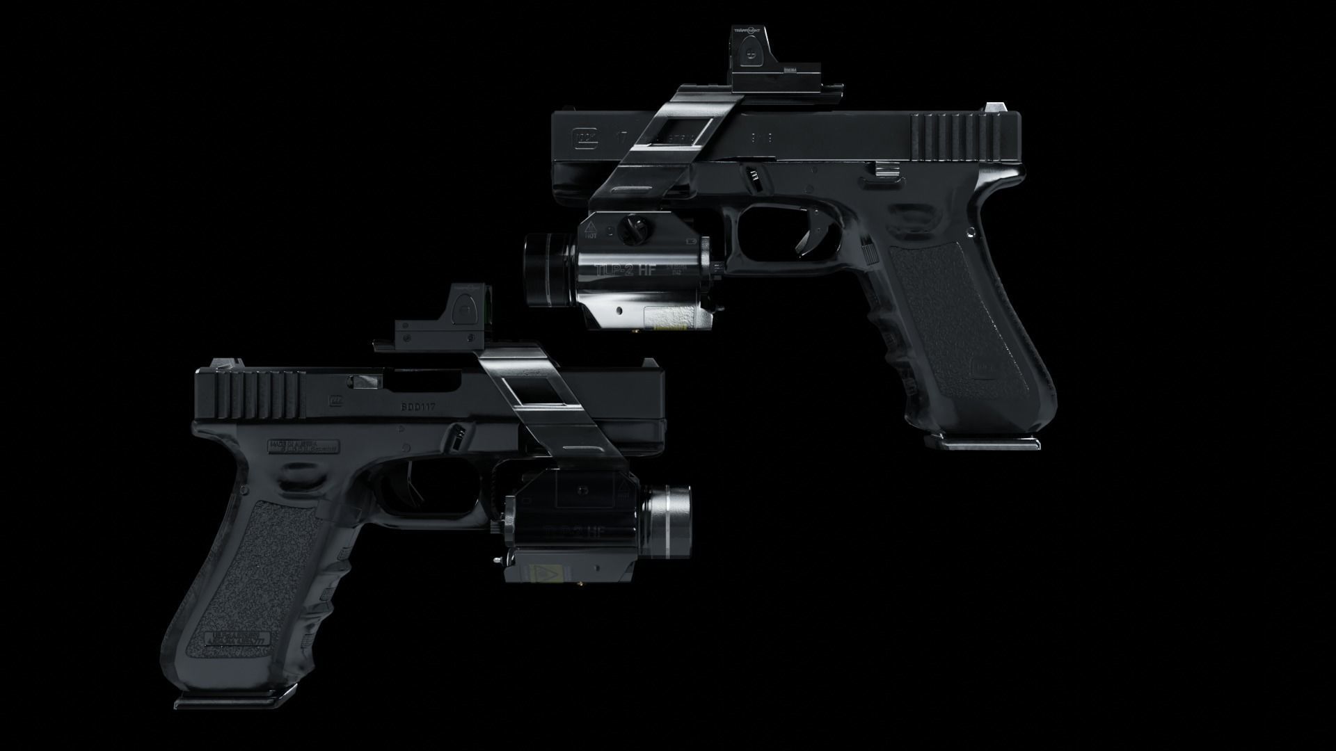 The Ultimate Glock 19 Pack and Automatic Edited Glock 19 Smg  Low-poly 3D model_7