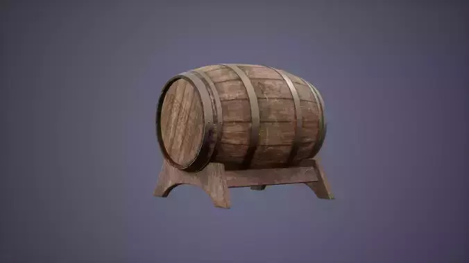 Barrel and Holde Set Low Poly Game Ready  Low-poly 3D model