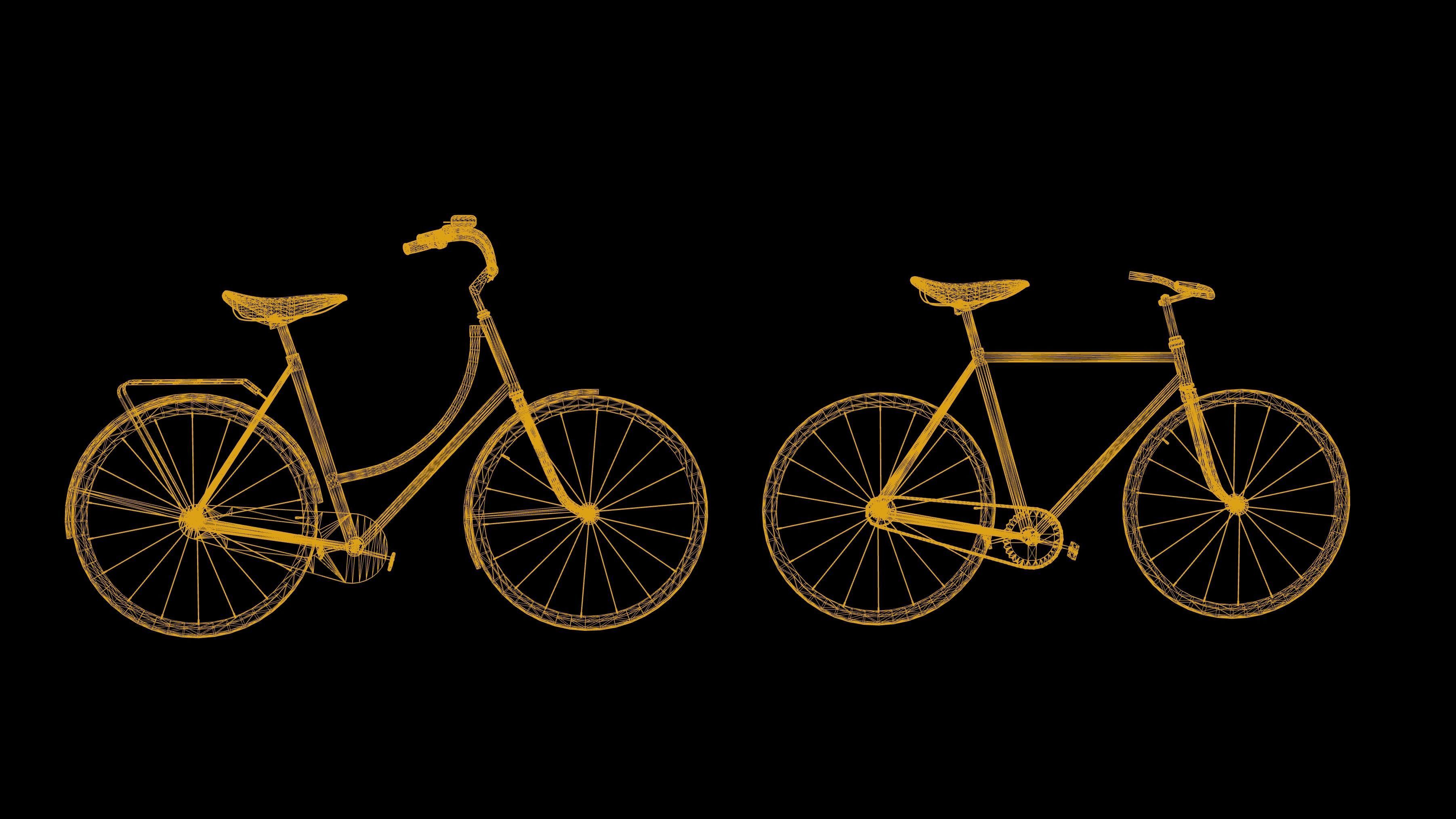 Bicycle Set Low Poly Game Ready vintage Low-poly 3D model_1