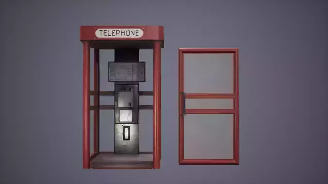 Telephone Booth Low Poly Game Ready 