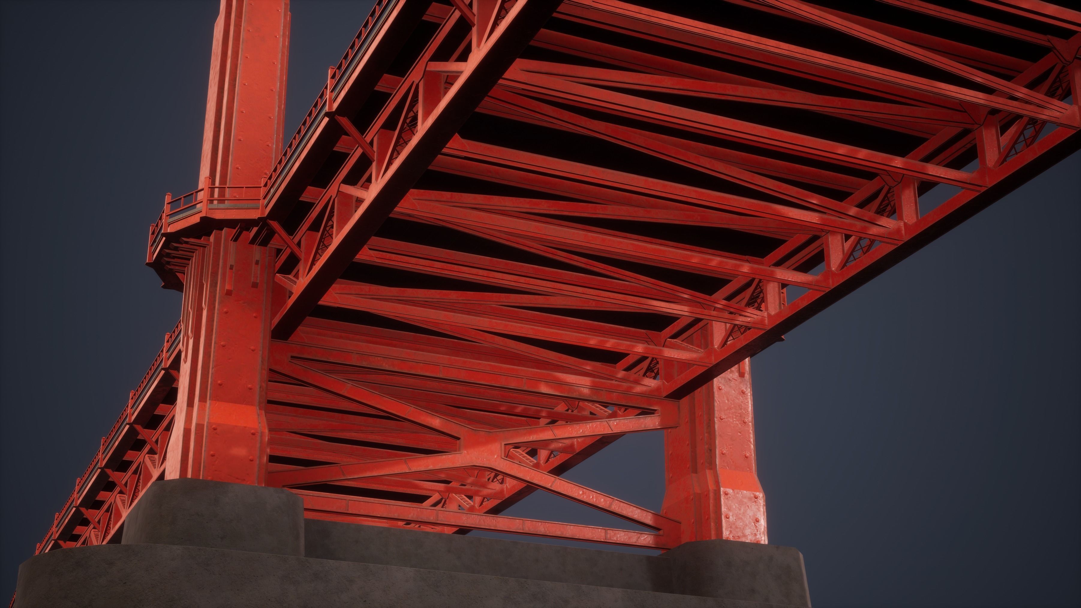 Modular Bridge Low Poly Game Ready Low-poly 3D model_3