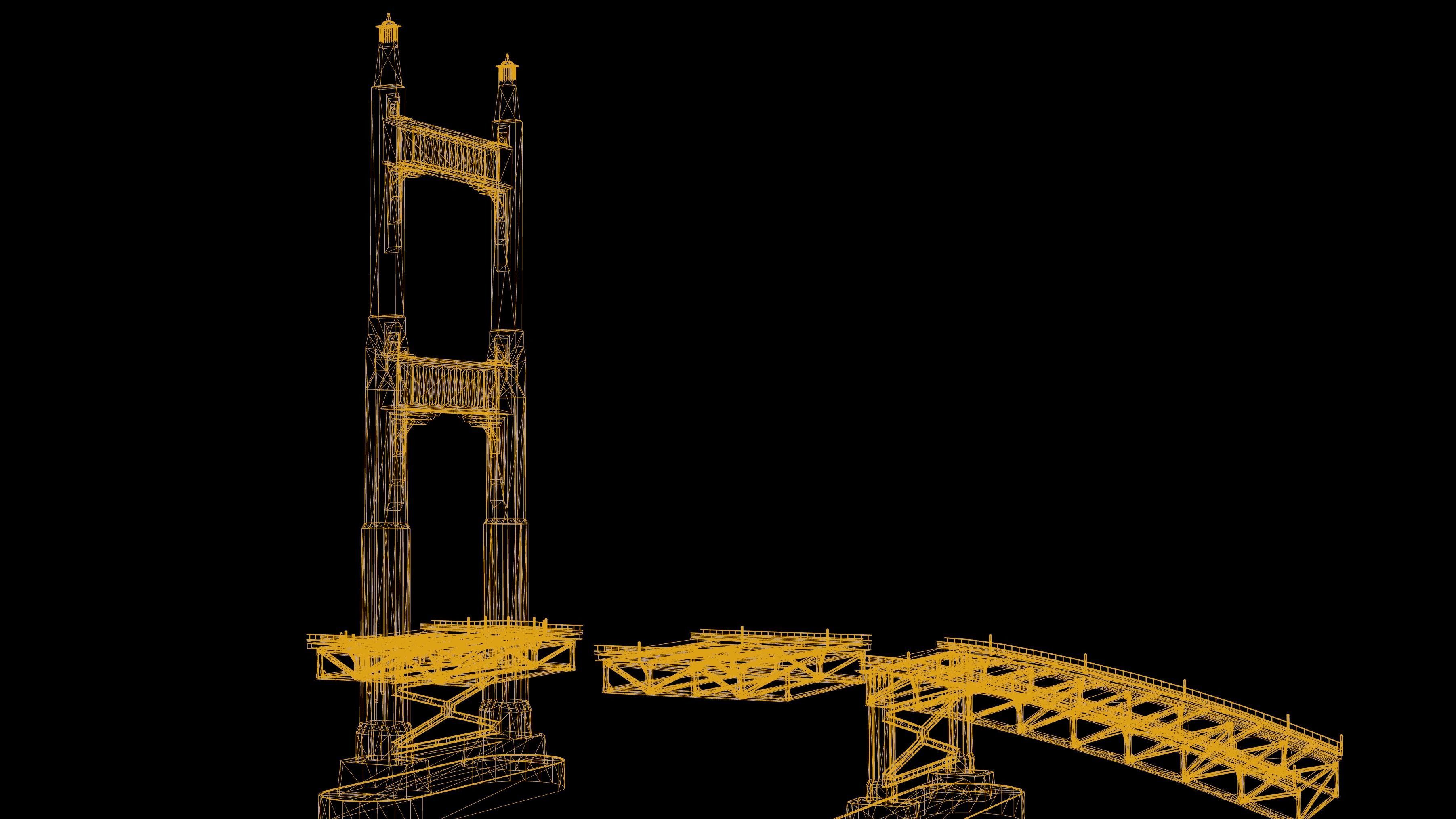 Modular Bridge Low Poly Game Ready Low-poly 3D model_5