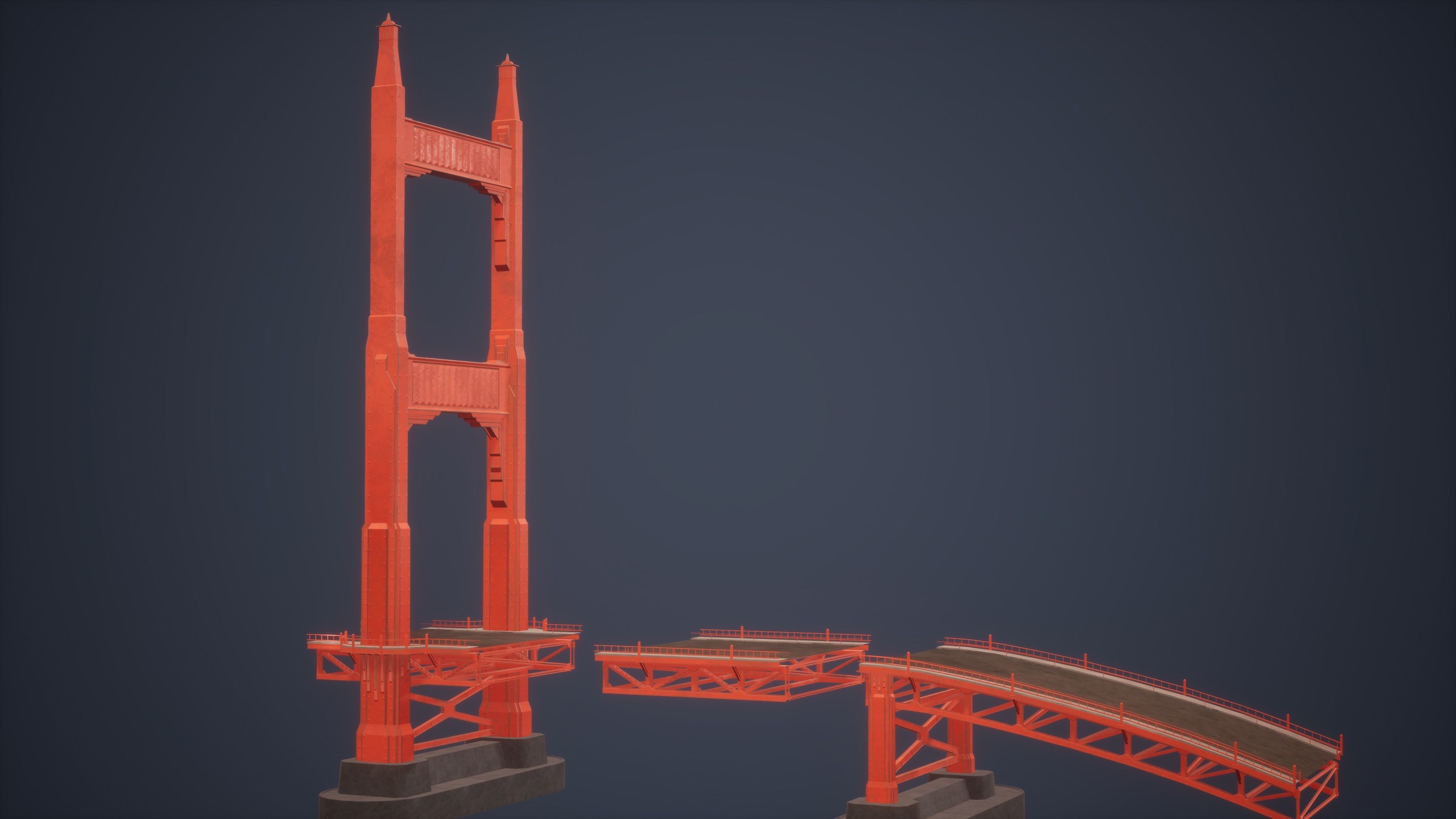 Modular Bridge Low Poly Game Ready Low-poly 3D model_4