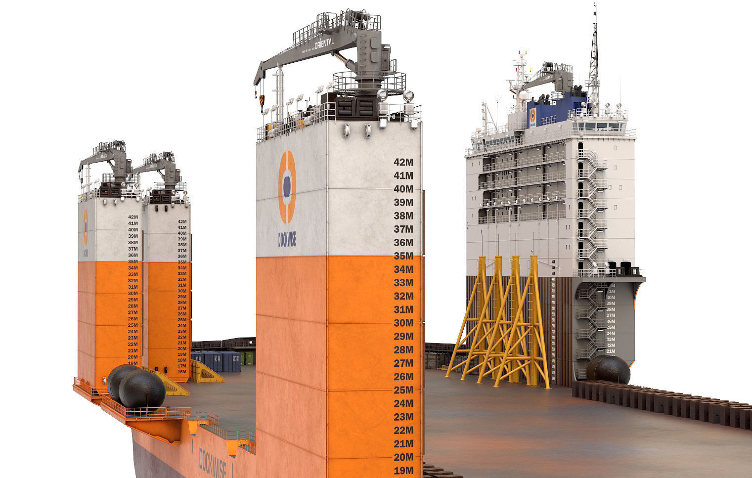 Heavy transport vessel orange 3D model_7