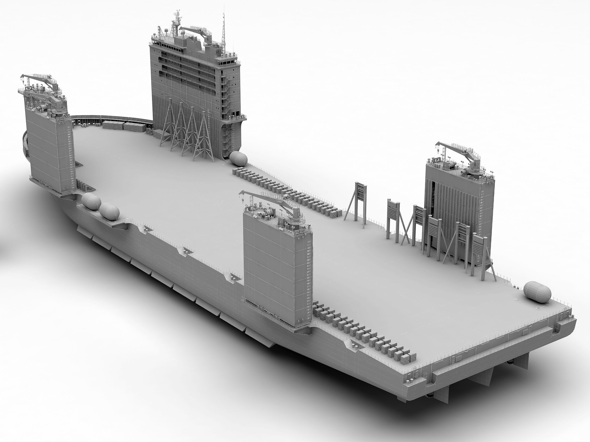 Heavy transport vessel orange 3D model_6