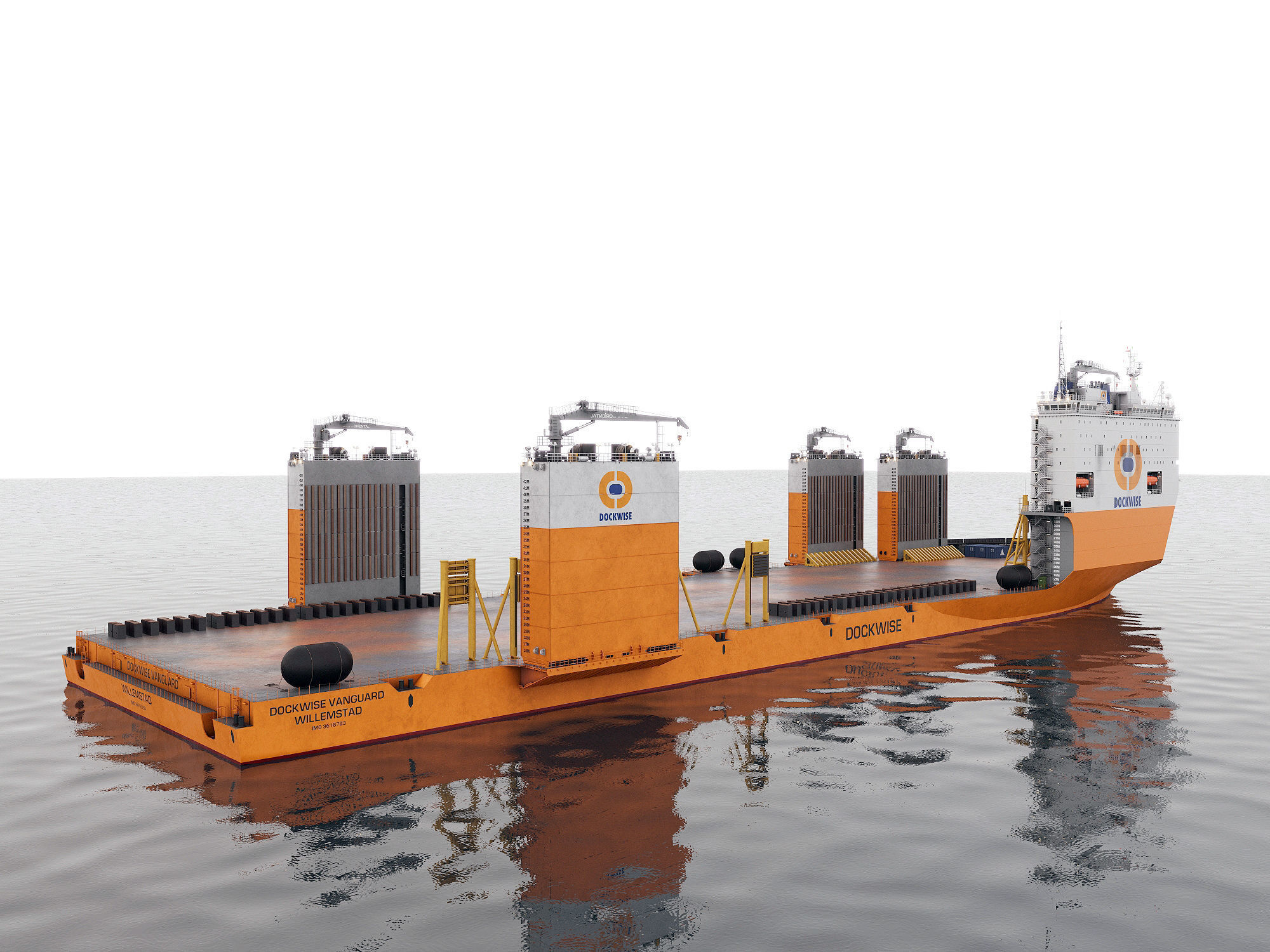 Heavy transport vessel orange 3D model_11