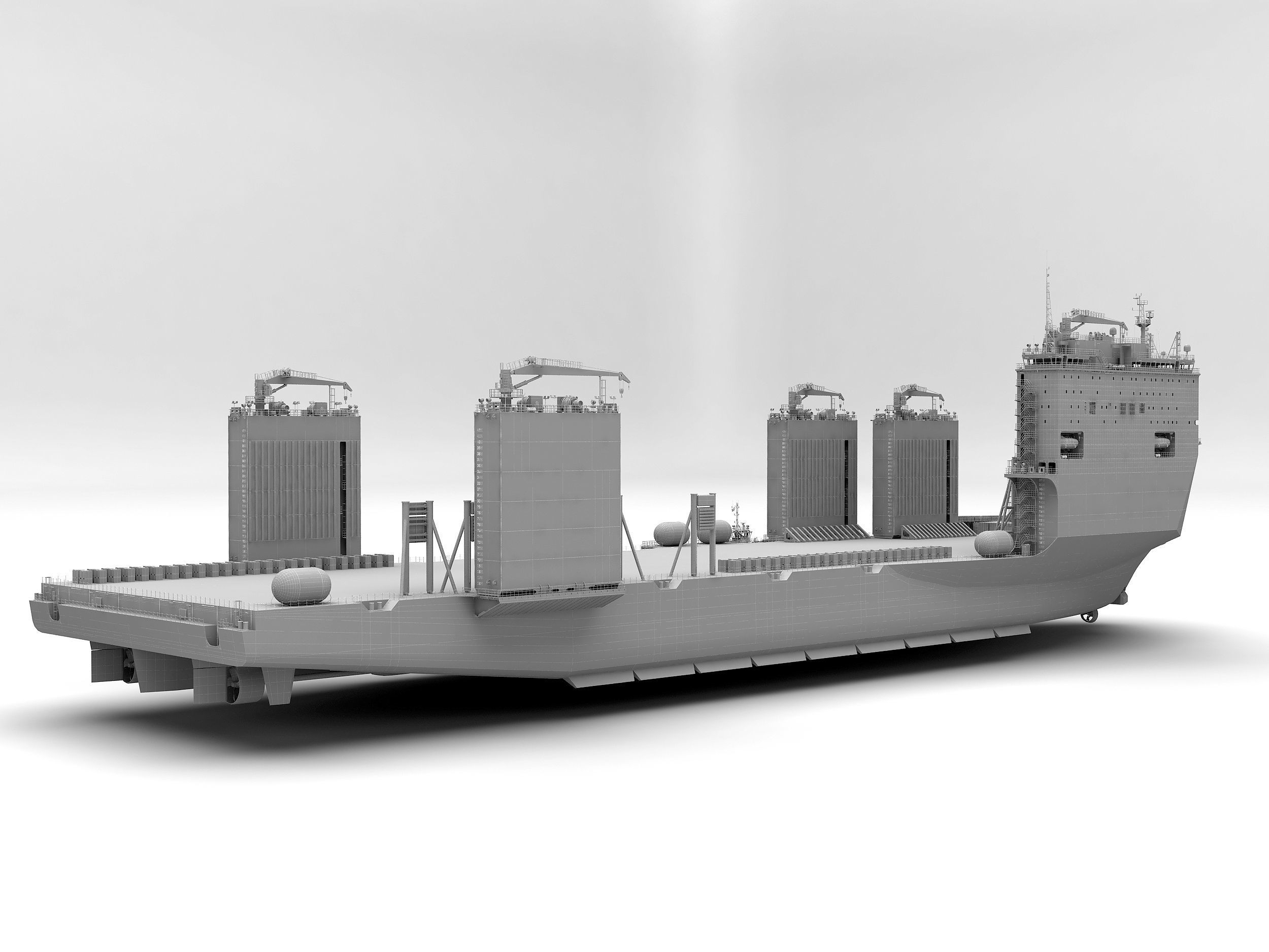 Heavy transport vessel orange 3D model_14