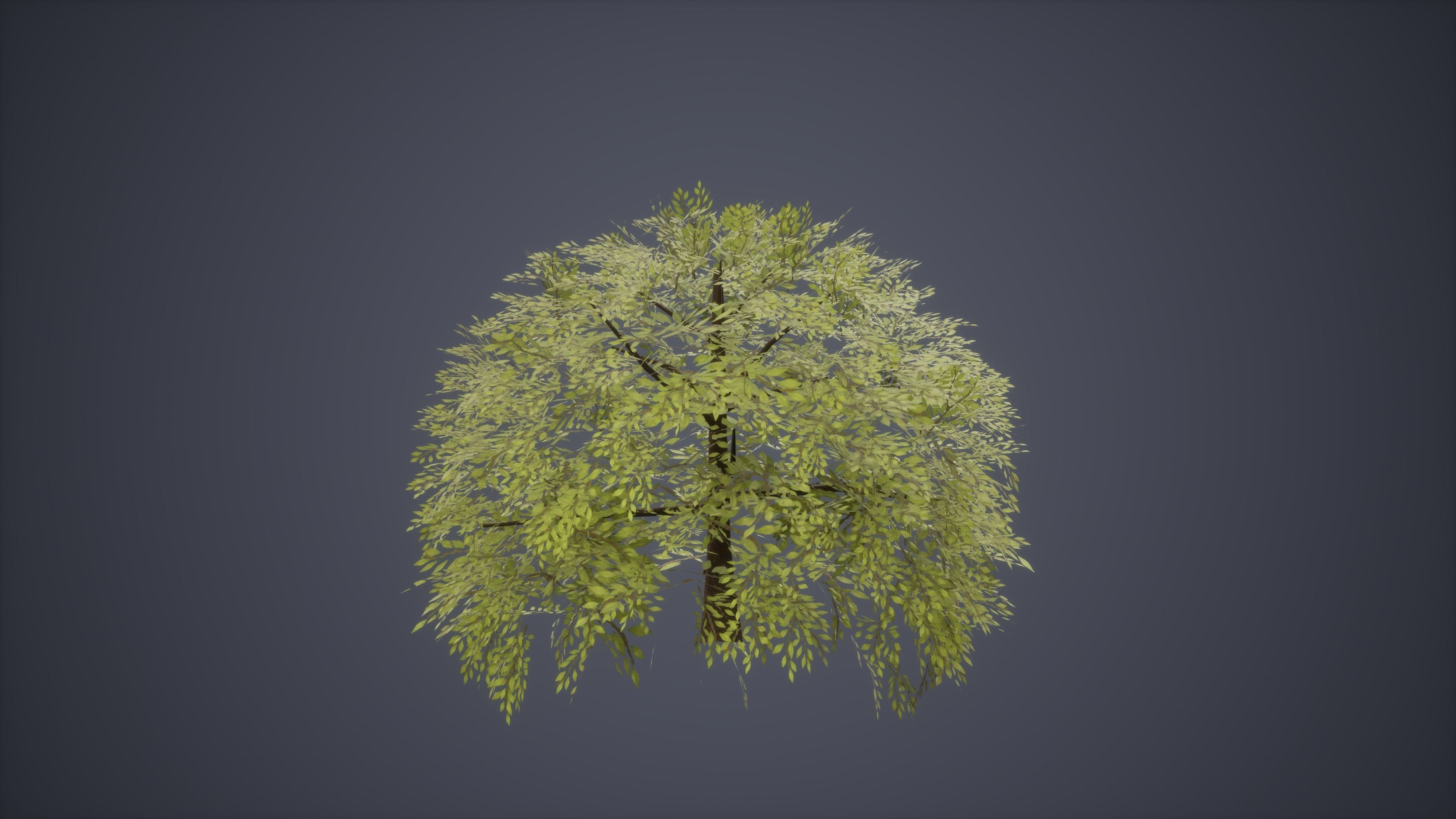 Bush Set Low Poly Game Ready willow tree Low-poly 3D model_4
