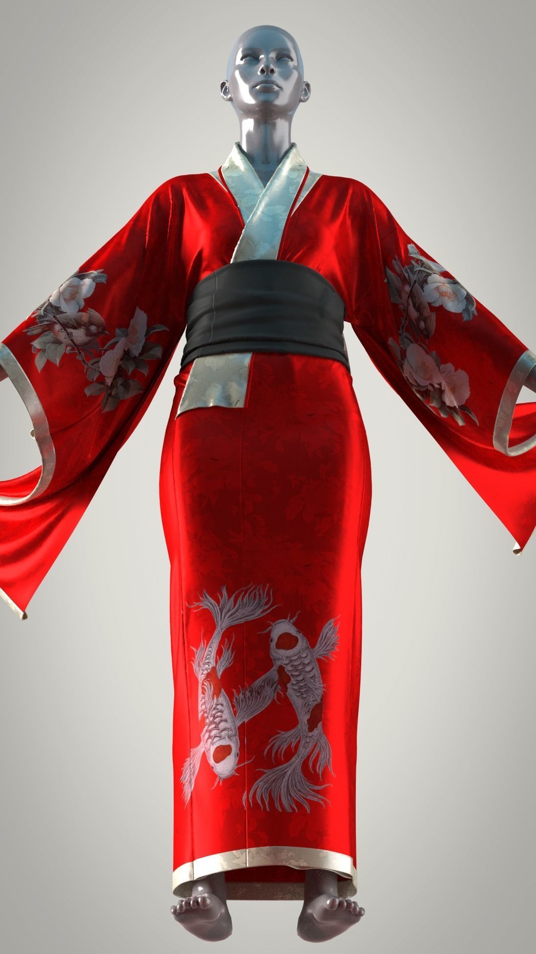 Womens Kimono 3D model_2