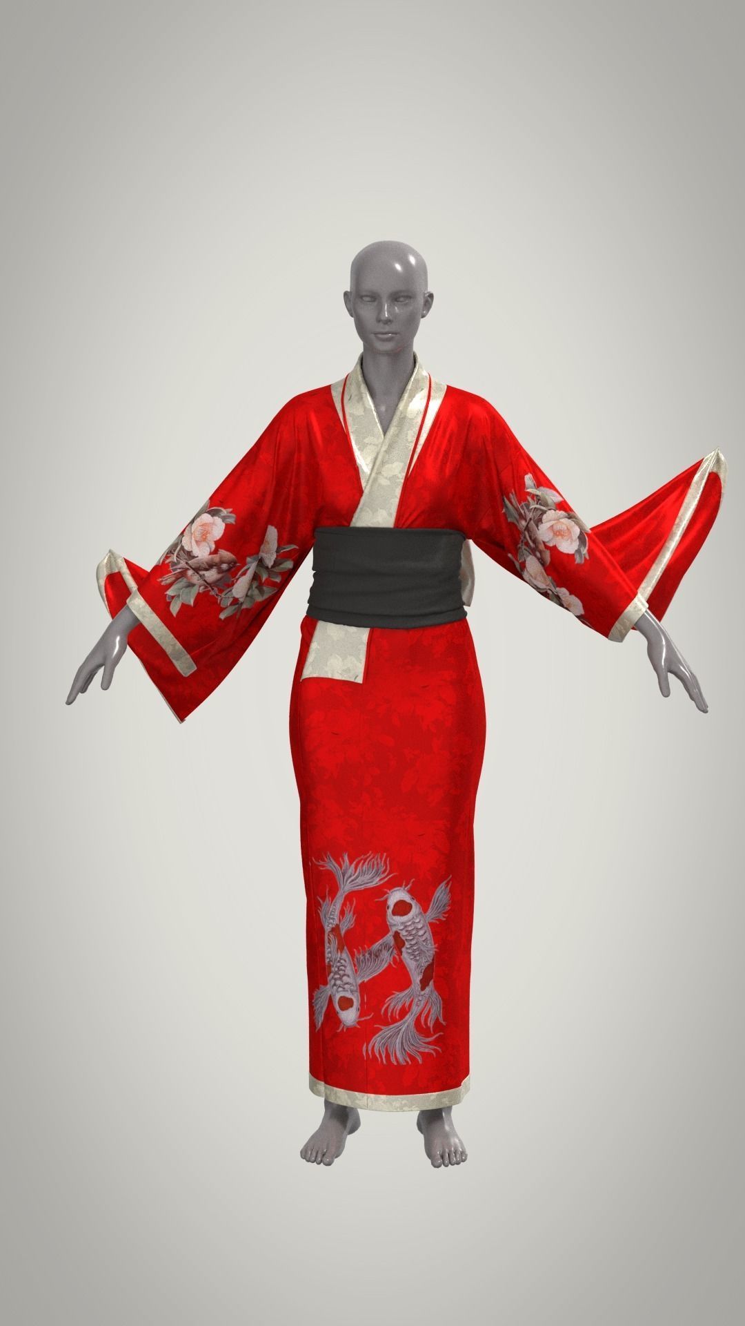Womens Kimono 3D model_3